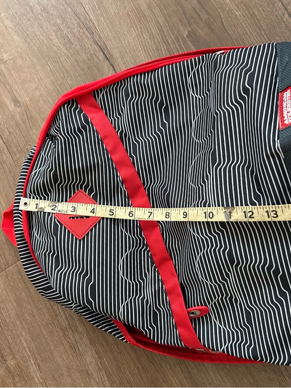 American Tourister/Disney NWOT Black & Red Striped Backpack - Picture 4 of 5